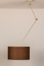Foto 31141-5: Verstelbare XL hanglamp met knikarm en bruine stoffen kap