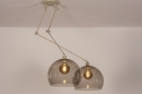 Foto 31144-12: Verstelbare XL hanglamp met twee knikarmen en grote retro bollen