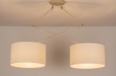Foto 31145-4 onderaanzicht: Verstelbare XL hanglamp met twee knikarmen en witte stoffen kappen