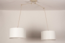 Foto 31145-6 niet_in_feed: Verstelbare XL hanglamp met twee knikarmen en witte stoffen kappen