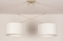 Foto 31145-7 niet_in_feed: Verstelbare XL hanglamp met twee knikarmen en witte stoffen kappen