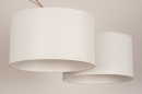 Foto 31145-9 detailfoto: Verstelbare XL hanglamp met twee knikarmen en witte stoffen kappen