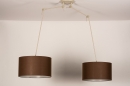 Foto 31147-6 niet_in_feed: Verstelbare XL hanglamp met twee knikarmen en bruine kappen