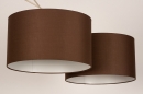 Foto 31147-9 detailfoto: Verstelbare XL hanglamp met twee knikarmen en bruine kappen