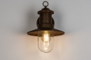 Foto 31150-3: Nostalgische Wandlampe / Außenlampe / Fischerlampe in rostbrauner Farbe, ausgestattet mit einem LED-Leuchtmittel und einem Dämmerungssensor
