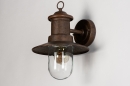 Foto 31150-4: Nostalgische Wandlampe / Außenlampe / Fischerlampe in rostbrauner Farbe, ausgestattet mit einem LED-Leuchtmittel und einem Dämmerungssensor