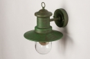 Foto 31151-6: Nostalgische Wandlampe / Außenlampe / Fischerlampe in grüner Farbe, ausgestattet mit einem LED-Leuchtmittel und einem Dämmerungssensor