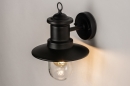 Foto 31152-4: Nostalgische wandlamp / buitenlamp / visserslamp uitgevoerd in zwart, voorzien van een LED-lamp en schemerschakelaar.