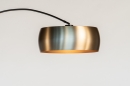 Foto 31155-5: Große schwarze Bogenleuchte mit großem Lampenschirm in Messingoptik