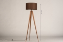 Foto 31169-1 maatindicatie: Driepoot vloerlamp in trendkleur terracotta met bruine stoffen lampenkap 