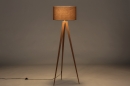 Foto 31169-2 vooraanzicht: Driepoot vloerlamp in trendkleur terracotta met bruine stoffen lampenkap 