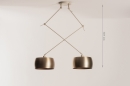 Foto 31178-12: Beige XL hanglamp met knikarmen en compacte messing kappen