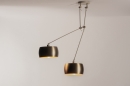 Foto 31178-14: Beige XL hanglamp met knikarmen en compacte messing kappen