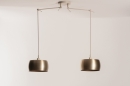 Foto 31178-16: Beige XL hanglamp met knikarmen en compacte messing kappen