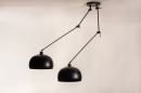 Foto 31180-14: Mat zwarte XL hanglamp met knikarmen en zwarte retro bollen 
