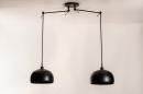 Foto 31180-15: Mat zwarte XL hanglamp met knikarmen en zwarte retro bollen 