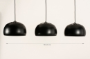 Foto 31199-1 maatindicatie: Zwarte hanglamp met drie zwarte bollen 