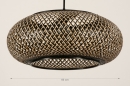 Foto 31209-1: Grote hanglamp van bamboe met zwarte details