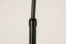 Foto 31211-10: Schwarze Bogenleuchte mit Bambus-Lampenschirm