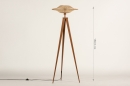 Foto 31212-1 maatindicatie: Driepoot vloerlamp met rotan kap