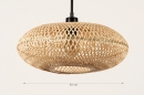 Foto 31216-1 maatindicatie: Ronde rotan hanglamp met lang zwart snoer