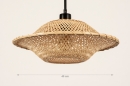 Foto 31217-1 maatindicatie: Ronde rotan hanglamp met lang zwart snoer