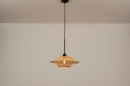 Foto 31217-3 onderaanzicht: Ronde rotan hanglamp met lang zwart snoer