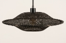 Foto 31219-5 anders: Zwarte rotan hanglamp met lang zwart snoer