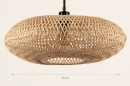 Foto 31220-1 maatindicatie: Grote ronde rotan hanglamp met lang zwart snoer