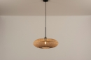 Foto 31220-3 onderaanzicht: Grote ronde rotan hanglamp met lang zwart snoer