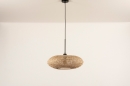 Foto 31220-4 onderaanzicht: Grote ronde rotan hanglamp met lang zwart snoer