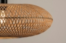 Foto 31220-6 detailfoto: Grote ronde rotan hanglamp met lang zwart snoer