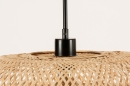 Foto 31220-9 detailfoto: Grote ronde rotan hanglamp met lang zwart snoer