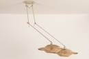 Foto 31239-6 niet_in_feed: Grote rotan hanglamp met twee kappen en verstelbare knikarmen