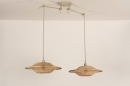 Foto 31239-7 niet_in_feed: Grote rotan hanglamp met twee kappen en verstelbare knikarmen