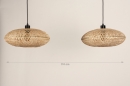 Foto 31242-1: Dubbele rotan hanglamp met lang zwart snoer