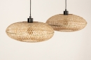 Foto 31242-6: Dubbele rotan hanglamp met lang zwart snoer