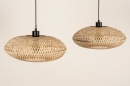 Foto 31242-7: Dubbele rotan hanglamp met lang zwart snoer