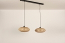 Foto 31242-9: Dubbele rotan hanglamp met lang zwart snoer