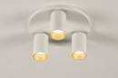 Foto 31253-2 niet_in_feed: Plafondlamp met drie spots in wit met goud en ronde plafondplaat