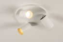 Foto 31253-3 niet_in_feed: Plafondlamp met drie spots in wit met goud en ronde plafondplaat
