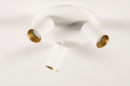 Foto 31253-5 niet_in_feed: Plafondlamp met drie spots in wit met goud en ronde plafondplaat