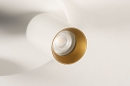 Foto 31253-6 detailfoto: Plafondlamp met drie spots in wit met goud en ronde plafondplaat