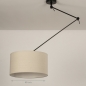 Foto 31256-1: Knikarm hanglamp in het zwart met beige linnen kap 