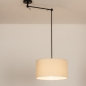 Foto 31256-3: Knikarm hanglamp in het zwart met beige linnen kap 