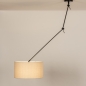 Foto 31256-4: Knikarm hanglamp in het zwart met beige linnen kap 