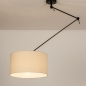 Foto 31256-5: Knikarm hanglamp in het zwart met beige linnen kap 