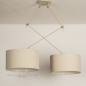 Foto 31257-1: Knikarm hanglamp met twee verstelbare armen en twee beige linnen kappen