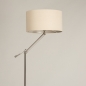 Foto 31262-6 schuinaanzicht: Staande schemerlamp met beige linnen lampenkap