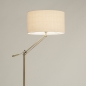Foto 31264-12 schuinaanzicht: Messing staande lamp met beige linnen lampenkap